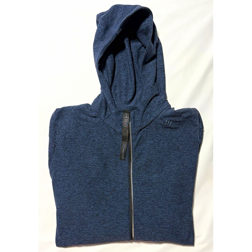 lululemon Men's Hooded Full-Zip Track Jacket Blue Heathered XXL